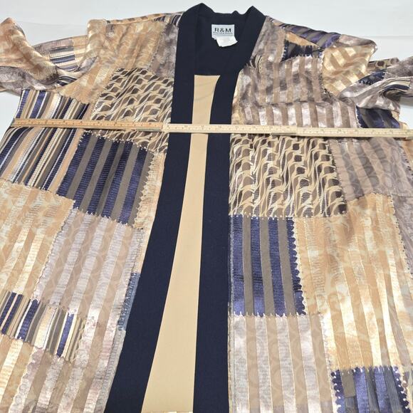 R&M Richards Womens Size 18 Twofer Blouse Patchwork Artsy Classic Glam Metallic - Picture 8 of 11